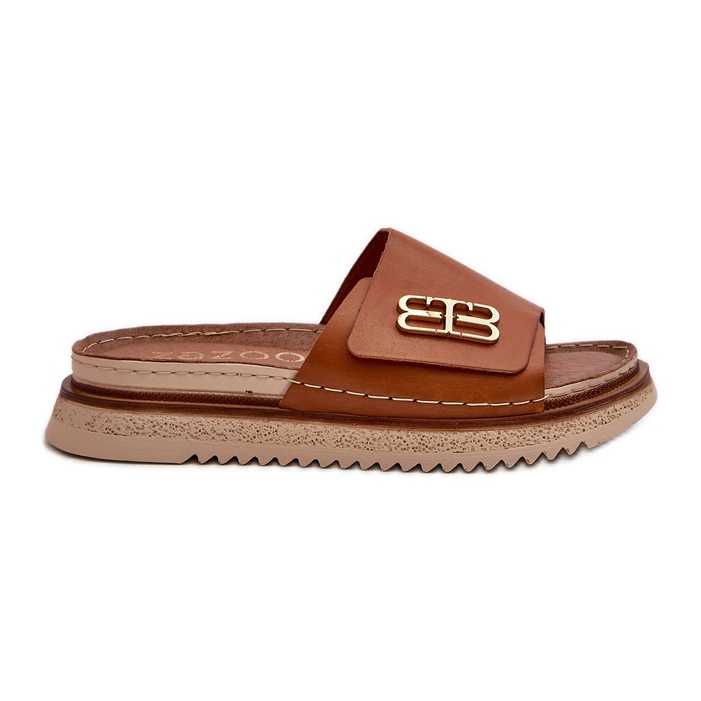 Zazoo 50101 Women's Leather Flip-Flops on the Platform, Brown