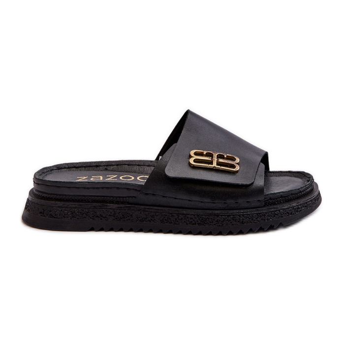 Zazoo 50101 Women's Leather Flip-Flops On Platform, Black