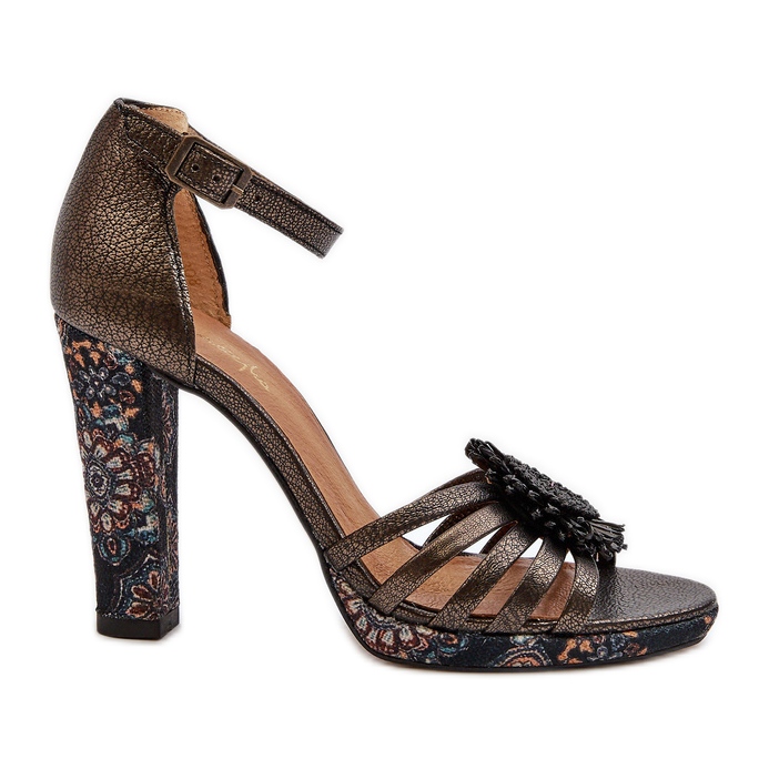 Women's Sandals On A High Heel With Decoration Maciejka 06620-20 Graphite grey Women's Sandals On A High Heel With Decoration Maciejka 06620-20 Graphite grey