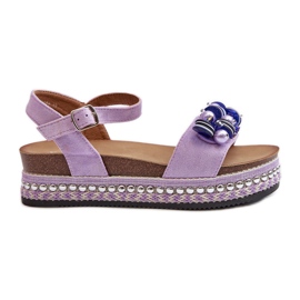 Women's Sandals On Wedge And Platform With Decorations S.Barski HY056 Purple