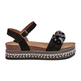 Women's Sandals On A Wedge And Platform With Decorations S.Barski HY056 Black Women's Sandals On A Wedge And Platform With Decorations S.Barski HY056 Black