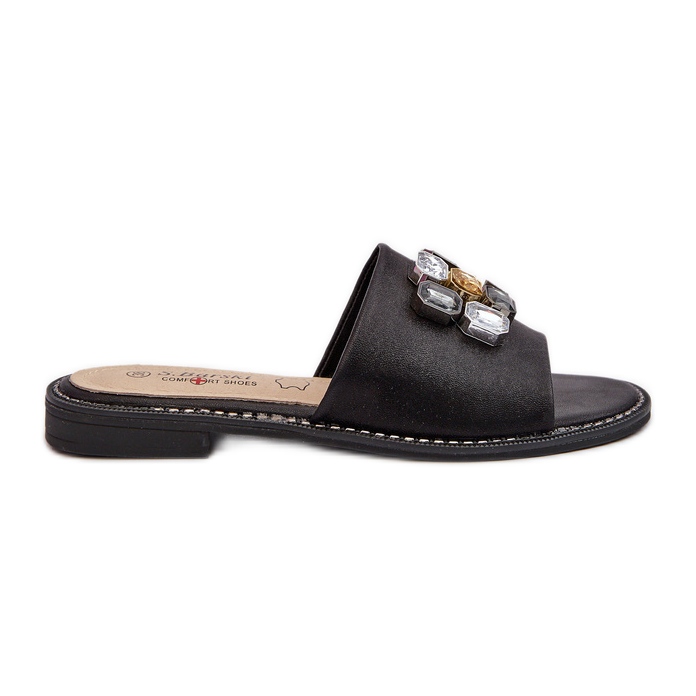 Women's Flip-Flops With Decorations S.Barski KV27-031 Black