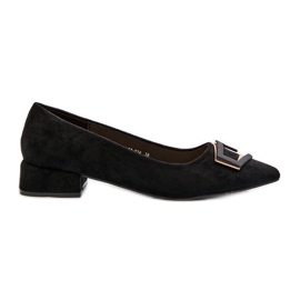 Low Heel Pumps With Decoration Eco Suede S.Barski KV27-034 Black