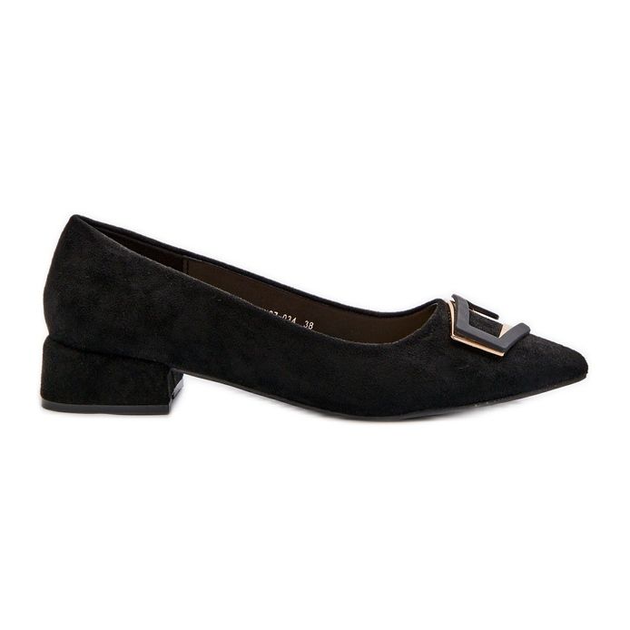 Low Heel Pumps With Decoration Eco Suede S.Barski KV27-034 Black