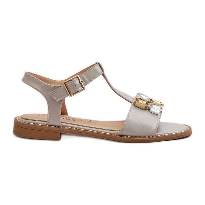 Elegant Women's Sandals With Decorative Details S.Barski KV27-030 Beige