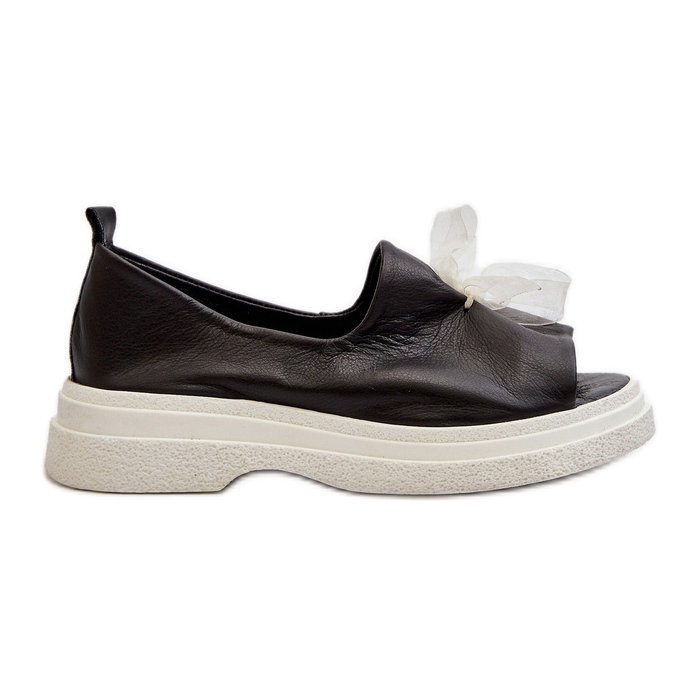 Zazoo 2939 Women's Leather Sandals With Bow, Black