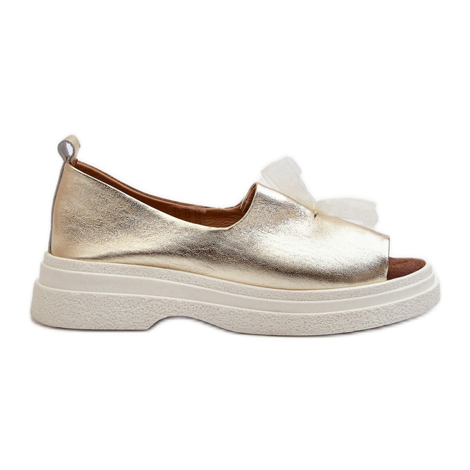Zazoo 2939 Women's Leather Sandals With a Bow, Gold golden Zazoo 2939 Women's Leather Sandals With a Bow, Gold golden