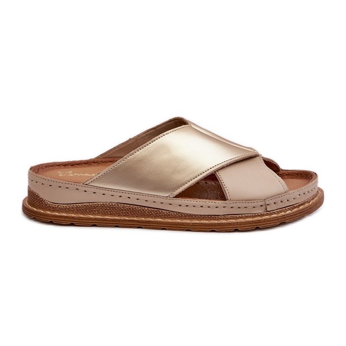 Leather Profiled Flip-Flops Maciejka 04986-04 Gold-Beige