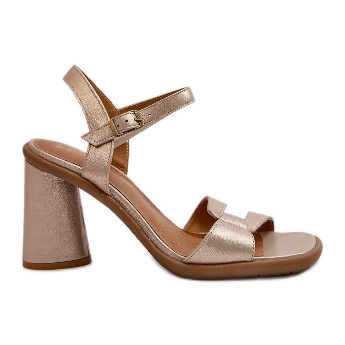 Leather Sandals on a High Heel Maciejka 06029-25 Gold golden