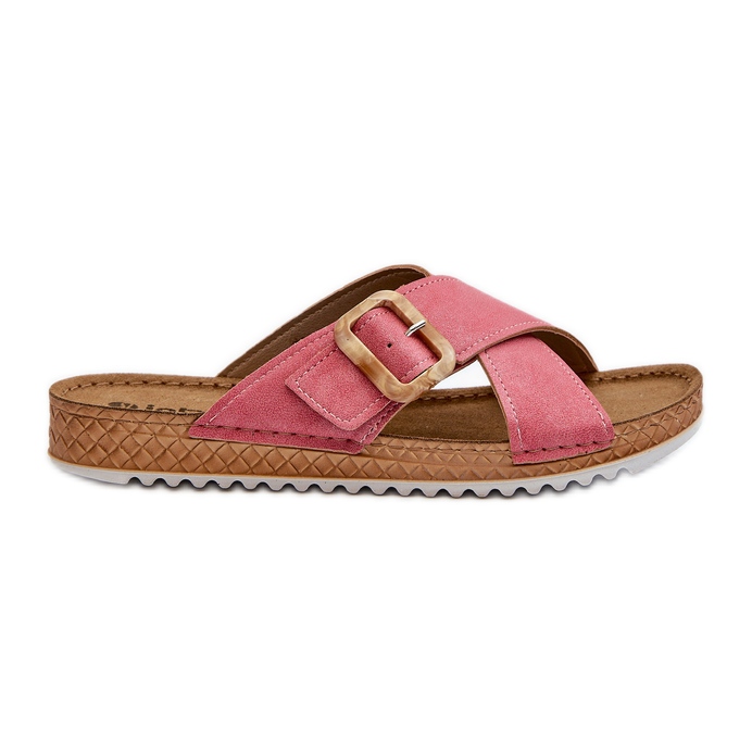 Comfortable Women's Flip-Flops With Buckle Inblu VO000012 Pink