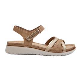 Comfortable and light Women's Sandals with Velcro Inblu CN000041 Beige and Gold