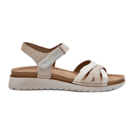 Comfortable and light Women's Sandals with Velcro Inblu CN000041 Beige and Silver