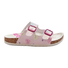 Children's Flip-Flops With Heart Buckles, Pink Abiding