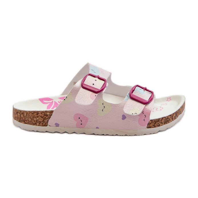 Children's Flip-Flops With Heart Buckles, Pink Abiding