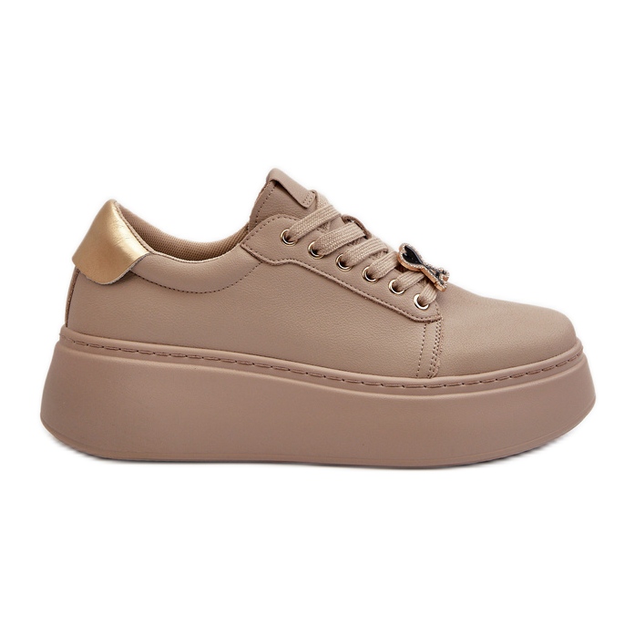 Women's Leather Sneakers on the Platform Beige Vinceza 66700
