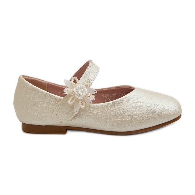 Children's glitter ballerinas with Velcro fastening, Beige Jeylin