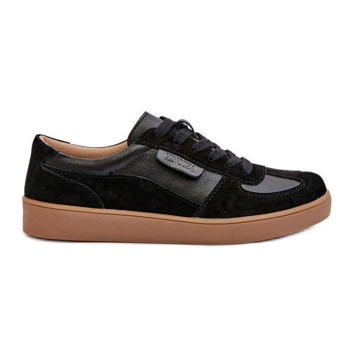 Women's Leather Sneakers Black Vinceza 7333