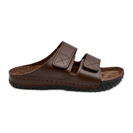 Comfortable Men's Flip-Flops With Velcro Straps Inblu FM00001U Dark Brown