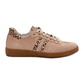Zazoo N1068 Women's Suede Low Sneakers, Beige Zazoo N1068 Women's Suede Low Sneakers, Beige