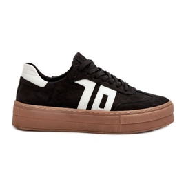 Zazoo N1095S2 Women's Leather Sneakers On Platform Black