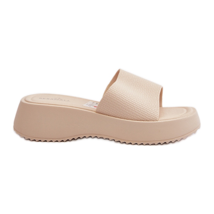 Women's Flip-Flops On A Platform And Wedge, Light Beige Vimarils