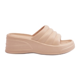Lightweight Foam Women's Wedge and Platform Flip-Flops Beige Tendrea