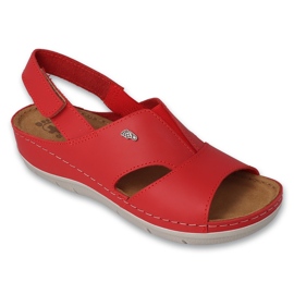 Befado women's leather sandals with velcro 158D262 red