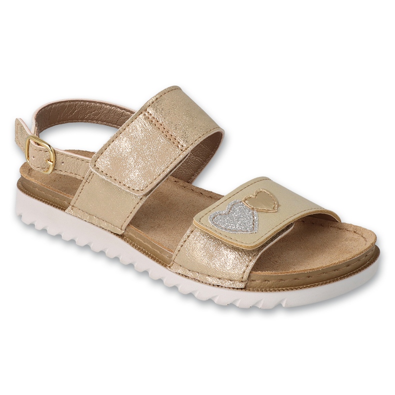 Befado Sandals Girls for Velcro Leather insert 062Y002 gold golden