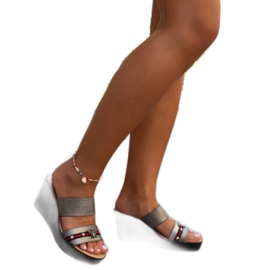 Dark gray metallic Raja wedge mules grey Dark gray metallic Raja wedge mules grey