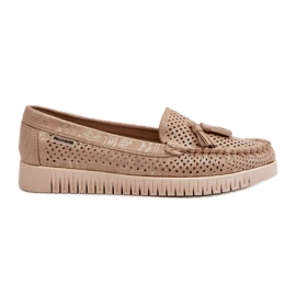 Women's Openwork Moccasins Made of Eco Suede, Golden Tinami