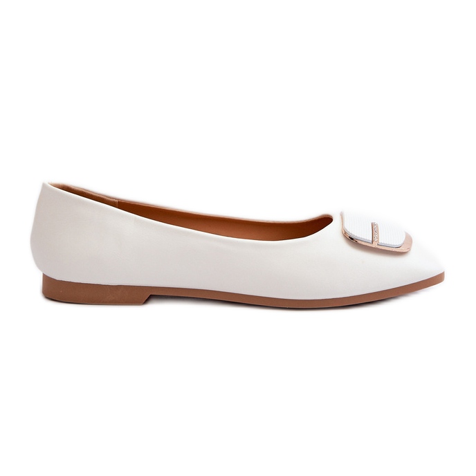 Women's Ballerinas Eco Leather With Decoration White Edoslli Women's Ballerinas Eco Leather With Decoration White Edoslli