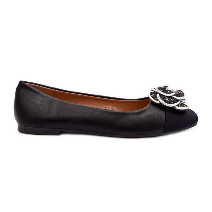 Women's Eco Leather Ballerinas With Decorative Detail Black Divinella
