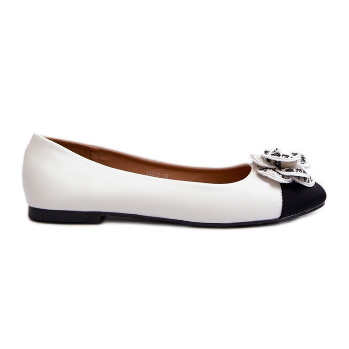 Women's Eco Leather Ballerinas With Decorative Detail White Divinella