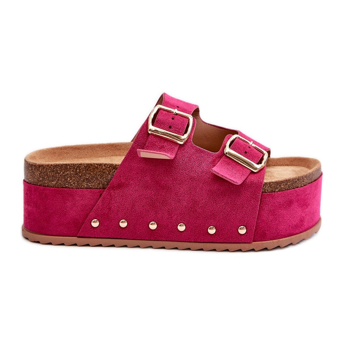 Women's Flip-flops On A Massive Platform With Buckles Fuchsia Cremila pink
