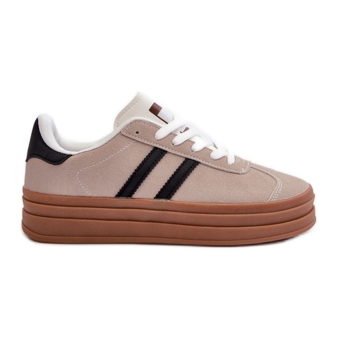 Women's Sneakers On The Platform Beige-Black Egelia