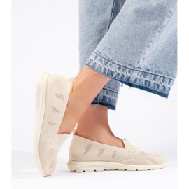Beige textile slip on women