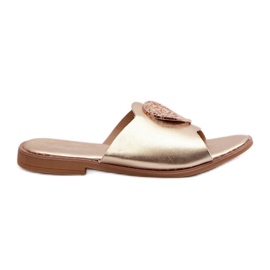 Women's Flat Sandals With Decoration Gold Rivashea golden Women's Flat Sandals With Decoration Gold Rivashea golden