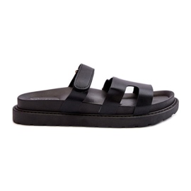 Eco Leather Women's Velcro Flip-Flops Black Silaka Eco Leather Women's Velcro Flip-Flops Black Silaka