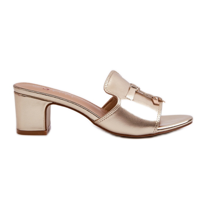 Women's Flip-Flops Made of Eco-Leather on the Heel Gold Jemenna golden