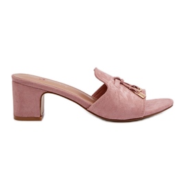 Women's Flip-Flops Made of Eco Suede on the Heel Pink Jemenna Women's Flip-Flops Made of Eco Suede on the Heel Pink Jemenna