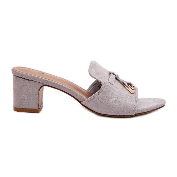Women's Flip-Flops Made of Eco Suede on Heels Gray Jemenna grey Women's Flip-Flops Made of Eco Suede on Heels Gray Jemenna grey
