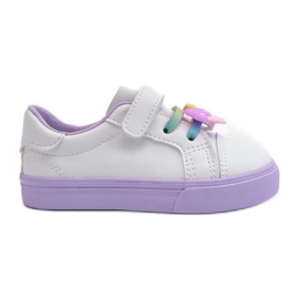 Pennyn White and Purple Kids Sneakers with Pin violet Pennyn White and Purple Kids Sneakers with Pin violet