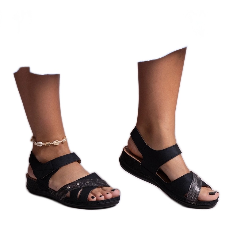 Black Nural Platform Sandals