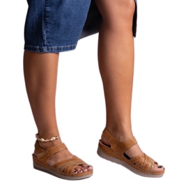 Areja Brown Low Wedge Sandals