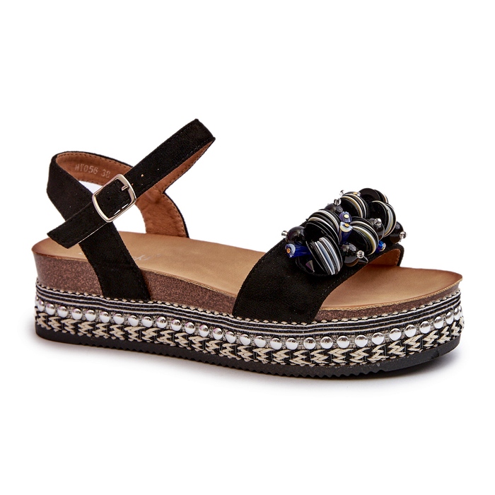 S.Barski Women's sandals on wedge and platform with decorations S. Barski HY056 black