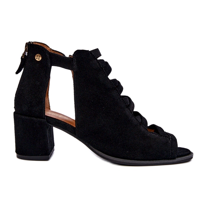 Suede Women's High Heel Sandals Maciejka 06456-01 Black Suede Women's High Heel Sandals Maciejka 06456-01 Black