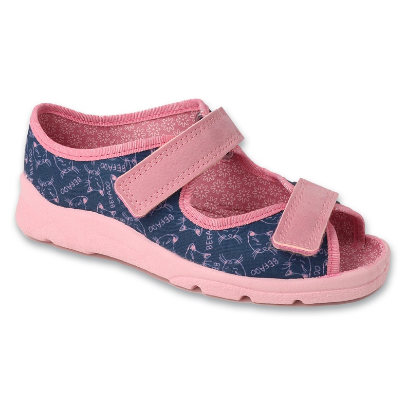 Befado children's slippers with Velcro 969Y171 pink blue Befado children's slippers with Velcro 969Y171 pink blue