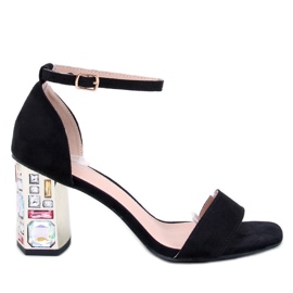 Whitneys Black high-heeled sandals with stones