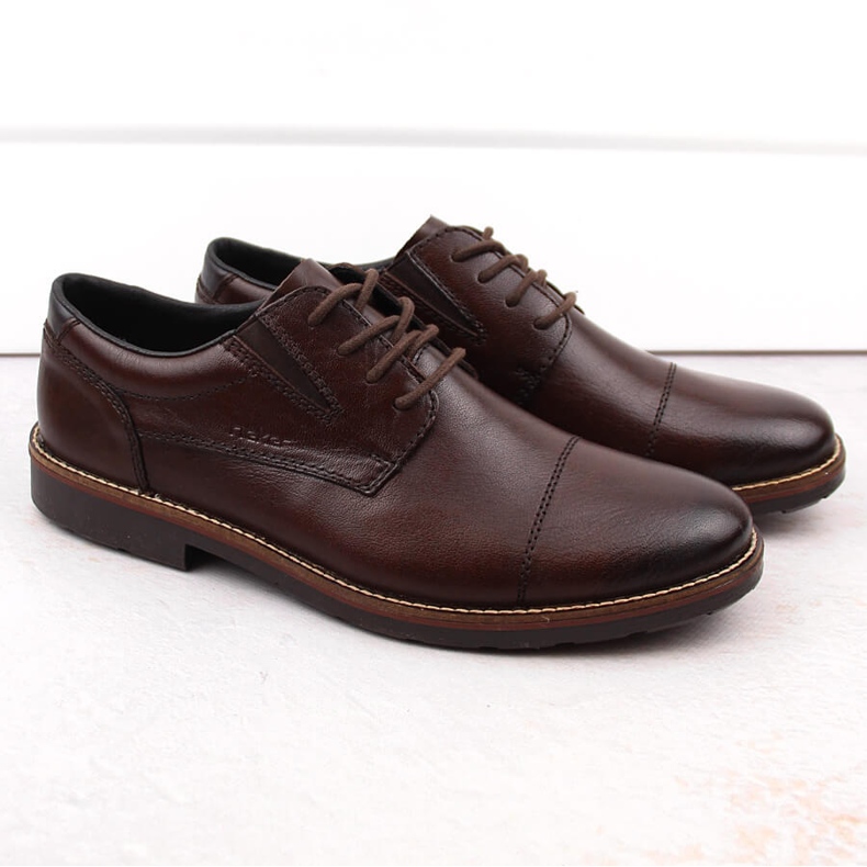 Rieker 15320-25 men's leather comfortable half-boots with elastic band brown