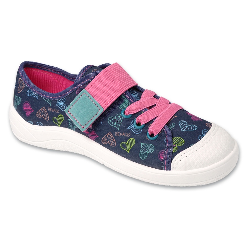 Befado children's slippers with hearts with velcro 351Y035 navy blue Befado children's slippers with hearts with velcro 351Y035 navy blue